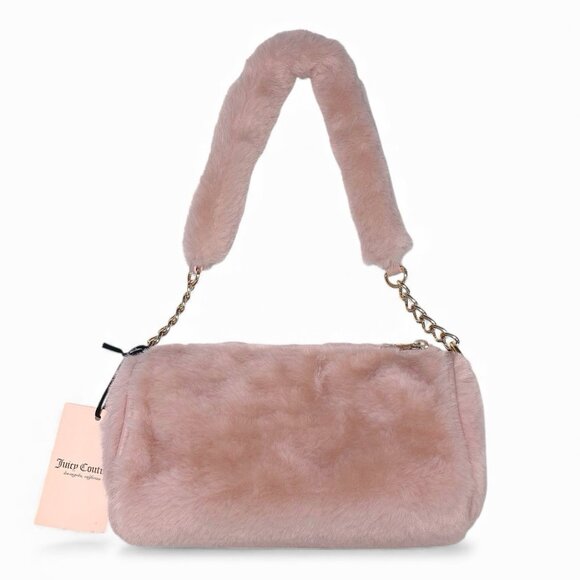 Juicy Couture Pink Warm Up Faux Fur Small Handbag & Heart Purse Charm NWT - Picture 8 of 11